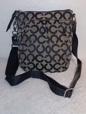 Coach Black and Gray Signature Crossbody Bag
